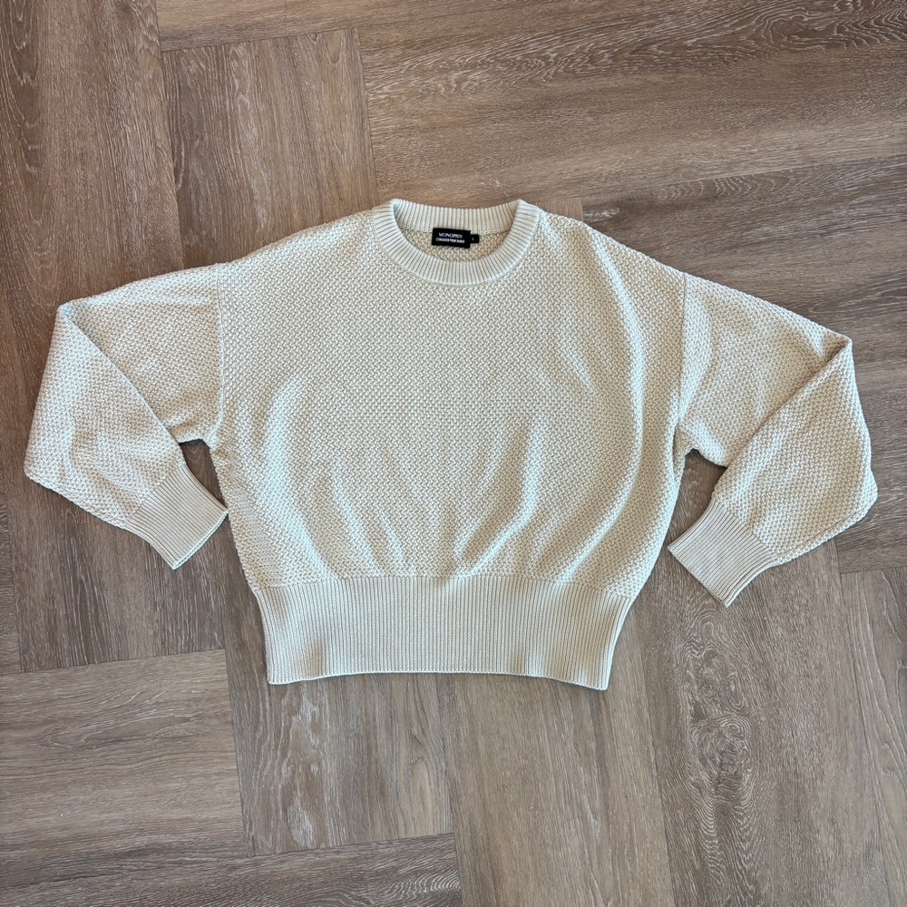 Monoprix Cream Chunky Knit Sweater Size L